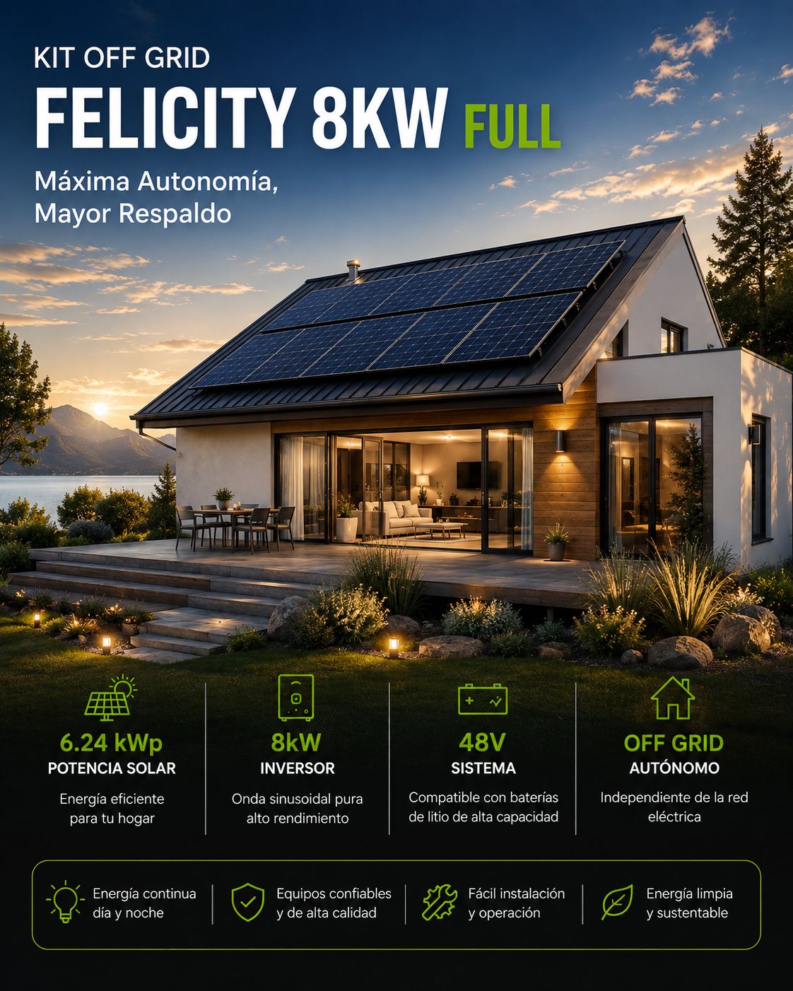 Kit Solar Off Grid 8 KW Full Autonomía Energética Premium